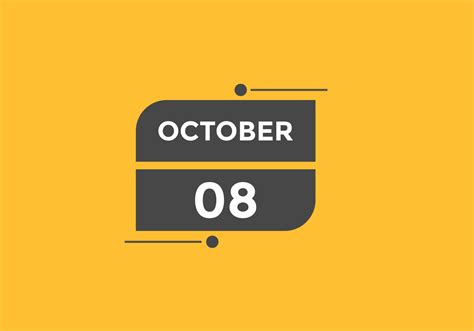 October 8 Calendar Reminder 8th October Daily Calendar Icon Template