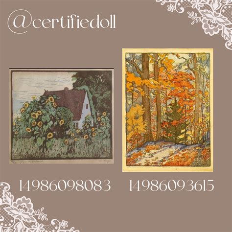 Bloxburg Fall Paintings Decals Codes In Modern Decals Roblox