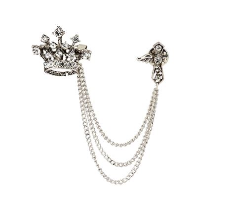 Buy Knighthood Silver Alloy Crown Tassel Chain Brooch Lapel Pin For Men