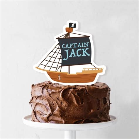 Pirate Cake Topper Printable Personalized Pirate Ship Etsy