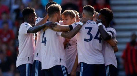 Martin Odegaard At The Double As Arsenal Beat Bournemouth To Take Top