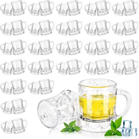 24pcs 1oz And 2oz Plastic Beer Mugs Heavy Base Mini Plastic Beer Mugs Clear Plastic