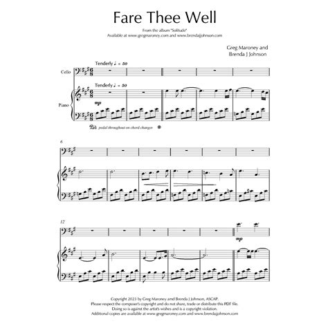 Fare Thee Well Piano And Cello — Greg Maroney
