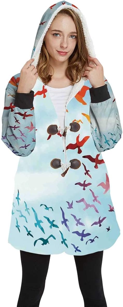 Birdsjacket For Women Plus Sizecolorful Of Flying Birds