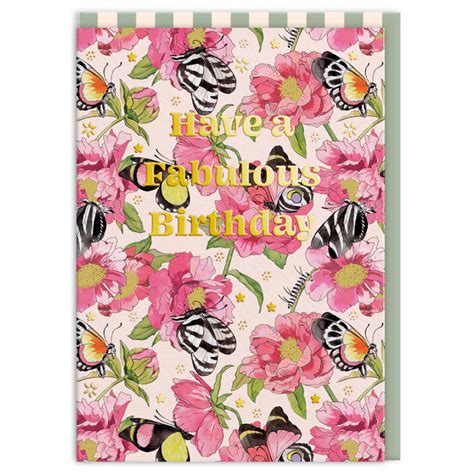 Butterflies And Peonies Birthday Card Ohh Deer Outer Layer