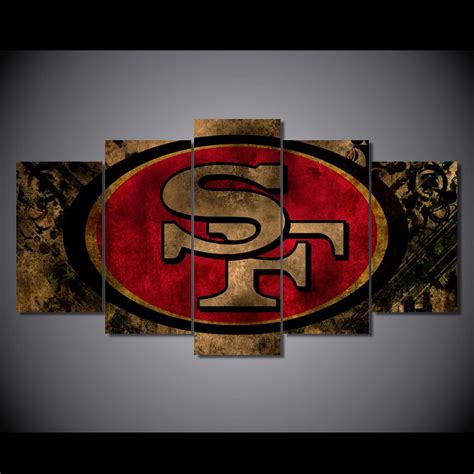 San Francisco 49ers Sports Framed 5pc Oil Painting Wall Decor Hd