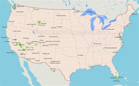 United States Map With National Parks
