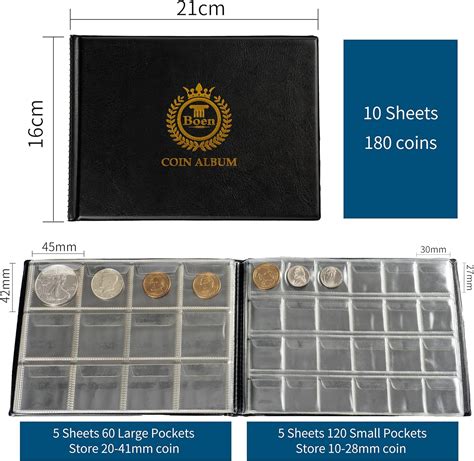 Boen Libro de colección de monedas de 540 bolsillos y 3 monedas para