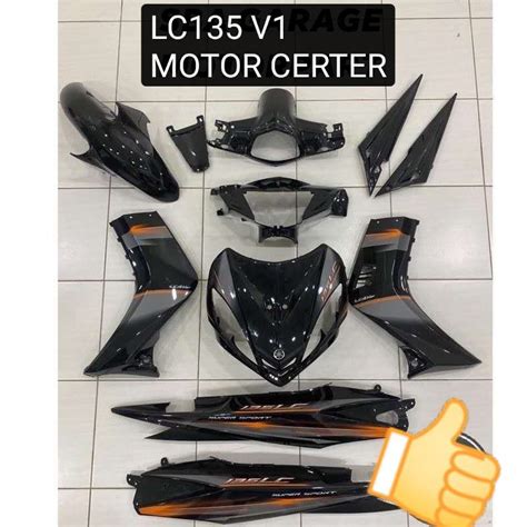 Coverset Bodyset Yamaha LC 135 V1 Hitam Oren Original 100 Hong Leong