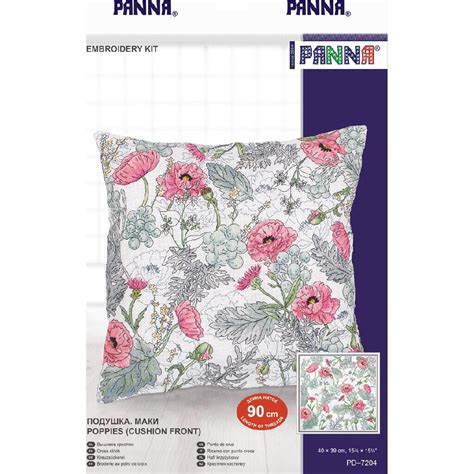 Panna Counted Cross Stitch Cushion Kit Poppies 40x39cm DIY