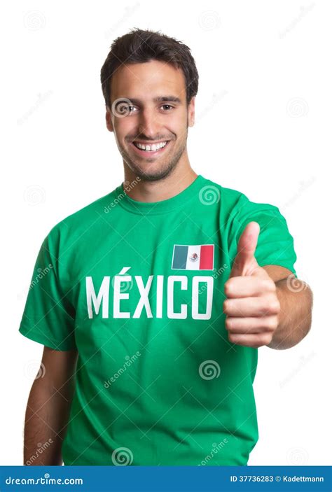 Laughing Guy In A Mexican Jersey Showing Thumb Up Stock Image Image