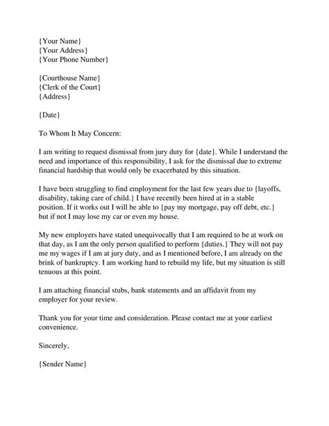 Free Printable Jury Duty Excuse Letter Templates [pdf] Employer Doctor