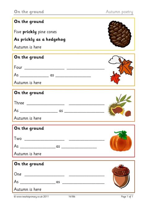 Autumn Simile Poem Writing Frame Ks1 Ks2 English Teachit