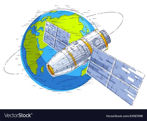 Space Station Flying Orbital Flight Around Earth Vector Image