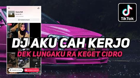 Dj Aku Cah Kerjo Dek Lungaku Ra Keget Cidro Sound Viral Tiktok Youtube