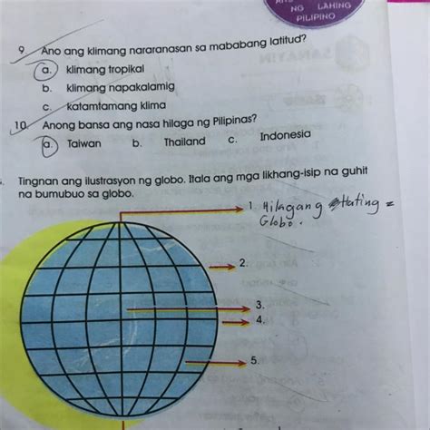 B Tingnan Ang Ilustrasyon Ng Globo Itala Ang Mga Likhang Isip Na