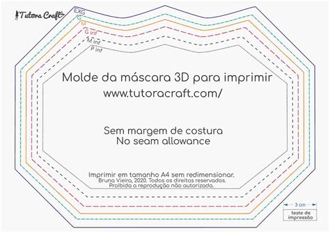 Molde da máscara 3D em PDF para imprimir