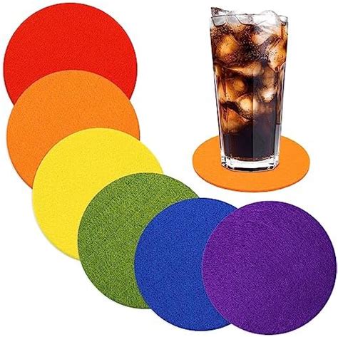 Amazon Whaline Pcs Felt Drink Coasters Premium Rainbow Coasters