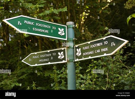 Uk England Derbyshire Footpath Sign Indicating Route To Dovedale