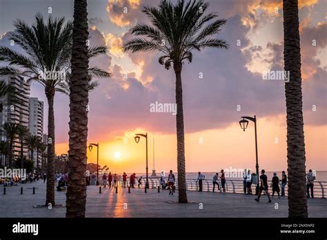 Corniche Beirut Lebanon Stock Photo Alamy