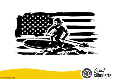 Paddle Boarding Svg American Flag Surfing Svg Paddle Svg Etsy