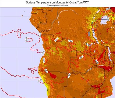 Angola Surface Temperature on Tuesday 23 Mar at 7pm WAT