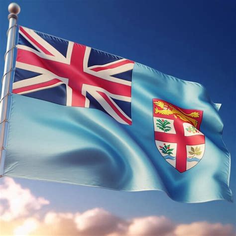 Fiji Flag Beautifully Waving Premium Ai Generated Image