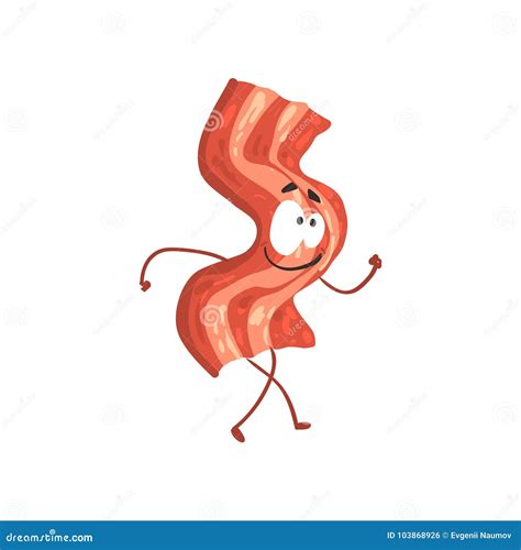 Funny Bacon Slice Isolated Cartoon Character 88092113