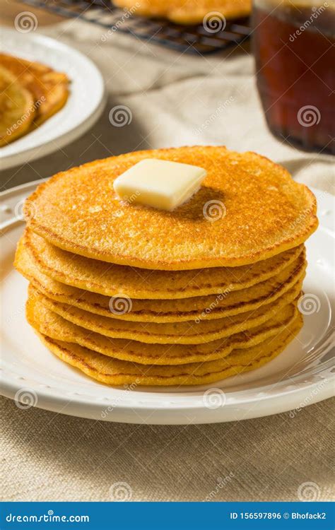 Homemade Corn Meal Johnny Cakes Stock Photo Image Of Pancake