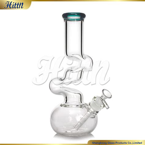 Factory Wholesale 12 5 Inches Unique Curve Neck Thick Apple Base Hand Blown Pyrex Glass Smoking