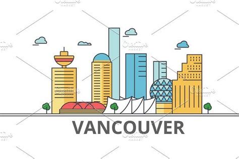 Vancouver City Skyline Buildings Streets Silhouette Architecture