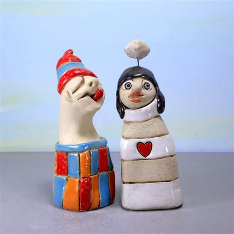 Ceramic Figurine Set Of 2 Figurines Ceramic Sculpture Etsy