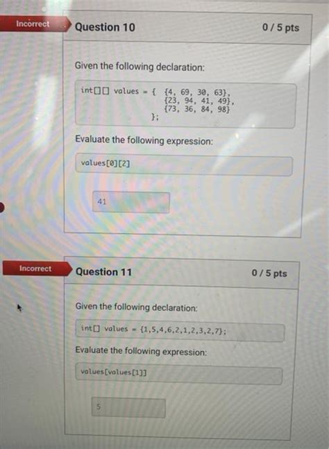 Solved Given The Following Declaration Int Values Chegg