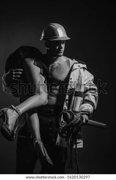 Hot Sexy Firefighter Muscle Man Holding Stock Photo 1620130297 Shutterstock