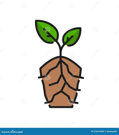 Plant Sprout Line Icon Soil With Seed Sprig Leaf Stock Illustration