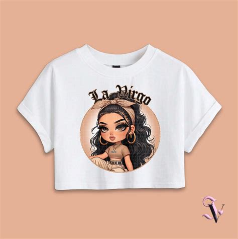 La Virgo Chicana Chola Zodiac Chibi Style Latina Shirt PNG For DTF Iron On Print Sublimation