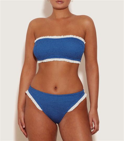 Hunza G Tracey Frill Bikini In Blue Lyst
