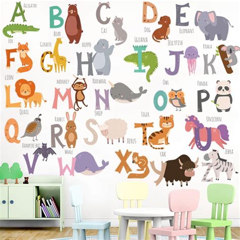 Youlike Baby Room Decoration Cartoon Animals Alphabet Wall Stickers