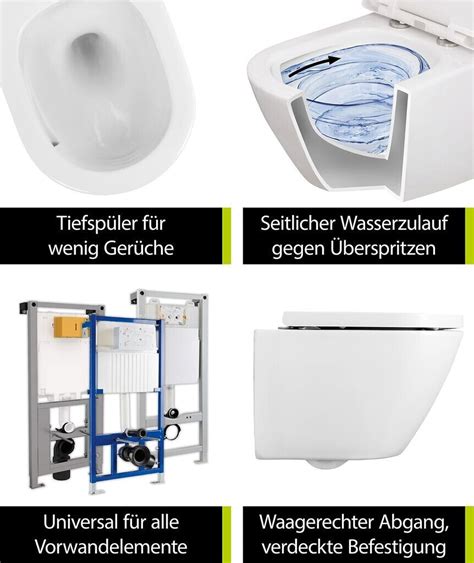 Aquasu Wand Wc Set Inkl Wc Sitz Mit Absenkautomatik Keramik Wei Ab