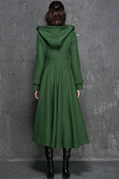 1950s Vintage Inspired Green Wool Swing Coat With Full Sweep Etsy