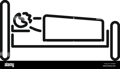 Simple Line Icon Of A Sick Person Sleeping In Bed Showing Symptoms Of