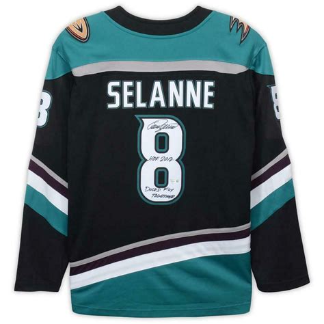 Teemu Selanne Signed Anaheim Ducks Jersey Inscribed "Ducks Fly Together ...