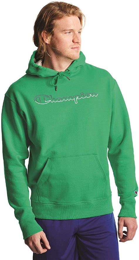 Champion Champion Mens Powerblend Graphic Hoodie Green Myth X