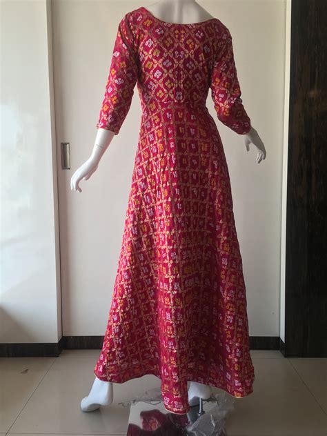 Banarsi Silk Ethenic Designer Bandhani Bandhej Gown Dress Etsy