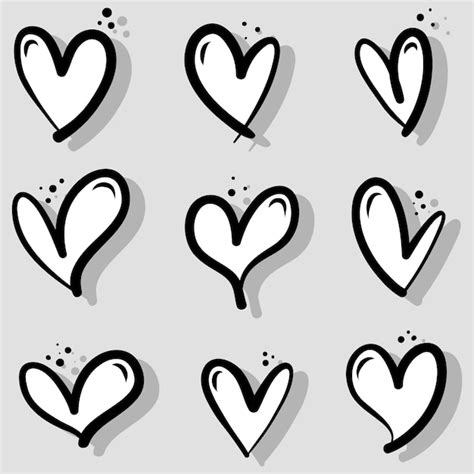 Premium Vector Doodle Hearts Hand Drawn Love Hearts Vector Illustration