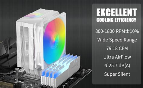 Uphere Weißer Cpu Kühler Mit 6 Heatpipes 120 Mm Pwm Argb Led Lüfter Cpu Prozessorlüfter Für