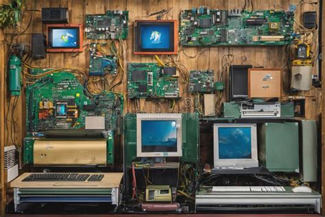 Old Computer Room Full of Old Computer Parts Stock Illustration - Illustration of industry ...