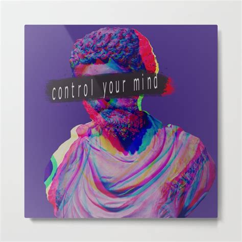 Control Your Mind Vaporwave Statue Marcus Aurelius Metal Print By