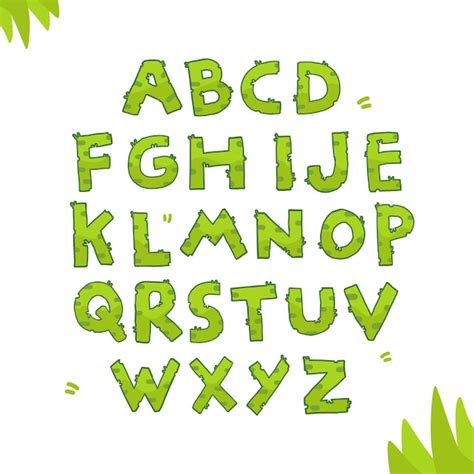 Premium Vector Green Grass Cute Alphabet Vector