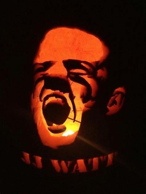 JJ Watt Carved Pumpkin Bulls On Parade Houston Texans Football